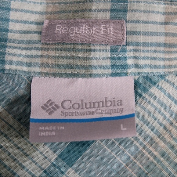 NWT Columbia Men L Leadville Ridge Short Sleeve Shirt II Regular Fit Blue Green - Picture 5 of 11